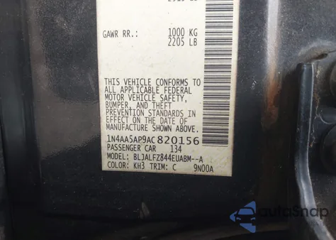 2010 Nissan Maxima 3.5 Sv from USA, damaged, VIN 01N4AA5AP9AC82015